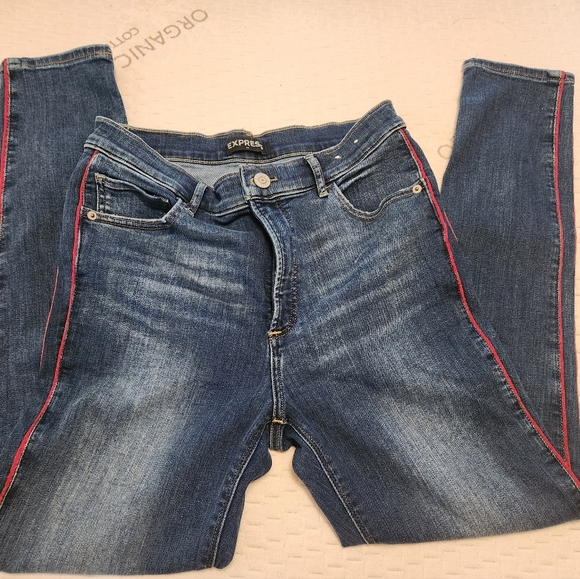 Express Red Stripe Jeans - Picture 2 of 5